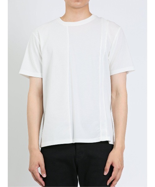 m.f.editorial（エムエフエディトリアル）の「【接触冷感 ストレッチ】m.f.エディトリアル メンズ 切替クルーネック半袖Tシャツ（Tシャツ/カットソー・メンズ・サックスブルー/ダークグリーン/ホワイト・MEDIUM/LARGE/X-LARGE）」の6枚目の写真