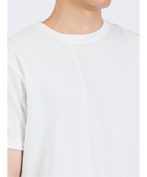 m.f.editorial（エムエフエディトリアル）の「【接触冷感 ストレッチ】m.f.エディトリアル メンズ 切替クルーネック半袖Tシャツ（Tシャツ/カットソー・メンズ・サックスブルー/ダークグリーン/ホワイト・MEDIUM/LARGE/X-LARGE）」の9枚目の写真