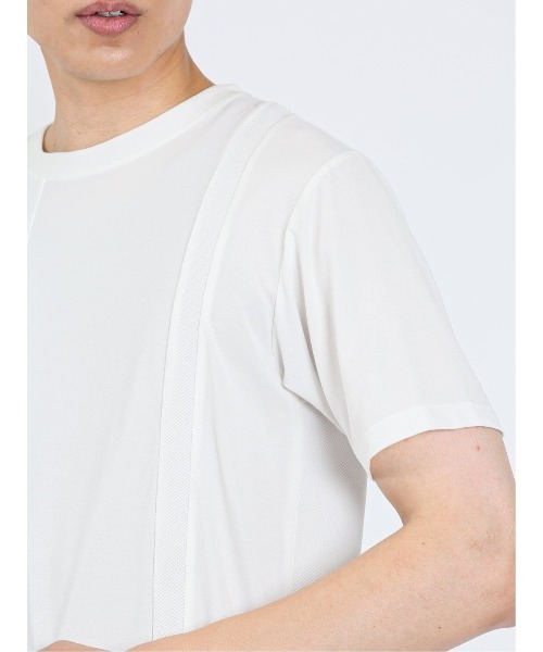 m.f.editorial（エムエフエディトリアル）の「【接触冷感 ストレッチ】m.f.エディトリアル メンズ 切替クルーネック半袖Tシャツ（Tシャツ/カットソー・メンズ・サックスブルー/ダークグリーン/ホワイト・MEDIUM/LARGE/X-LARGE）」の10枚目の写真