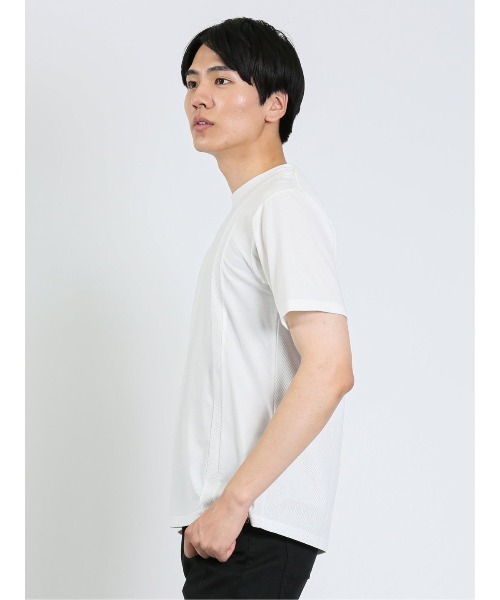 m.f.editorial（エムエフエディトリアル）の「【接触冷感 ストレッチ】m.f.エディトリアル メンズ 切替クルーネック半袖Tシャツ（Tシャツ/カットソー・メンズ・サックスブルー/ダークグリーン/ホワイト・MEDIUM/LARGE/X-LARGE）」の12枚目の写真