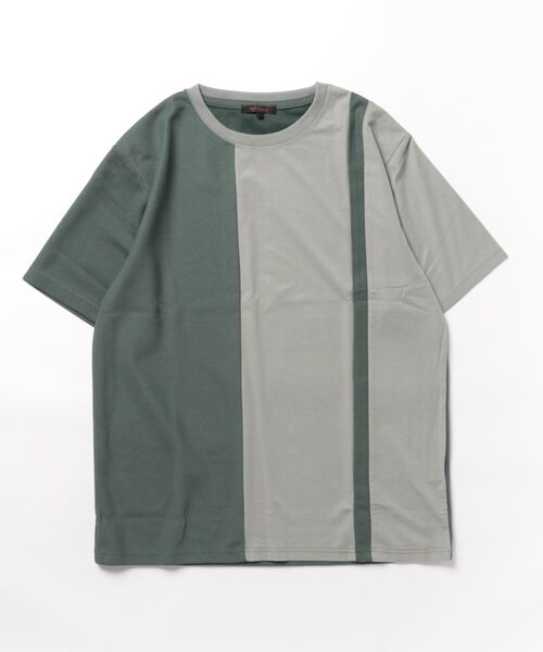 m.f.editorial（エムエフエディトリアル）の「【接触冷感 ストレッチ】m.f.エディトリアル メンズ 切替クルーネック半袖Tシャツ（Tシャツ/カットソー・メンズ・サックスブルー/ダークグリーン/ホワイト・MEDIUM/LARGE/X-LARGE）」の15枚目の写真