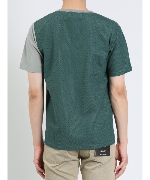 m.f.editorial（エムエフエディトリアル）の「【接触冷感 ストレッチ】m.f.エディトリアル メンズ 切替クルーネック半袖Tシャツ（Tシャツ/カットソー・メンズ・サックスブルー/ダークグリーン/ホワイト・MEDIUM/LARGE/X-LARGE）」の18枚目の写真