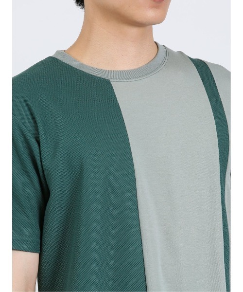 m.f.editorial（エムエフエディトリアル）の「【接触冷感 ストレッチ】m.f.エディトリアル メンズ 切替クルーネック半袖Tシャツ（Tシャツ/カットソー・メンズ・サックスブルー/ダークグリーン/ホワイト・MEDIUM/LARGE/X-LARGE）」の19枚目の写真