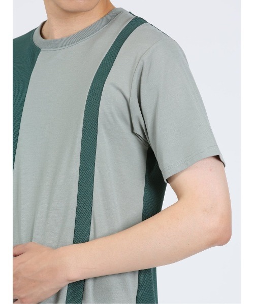 m.f.editorial（エムエフエディトリアル）の「【接触冷感 ストレッチ】m.f.エディトリアル メンズ 切替クルーネック半袖Tシャツ（Tシャツ/カットソー・メンズ・サックスブルー/ダークグリーン/ホワイト・MEDIUM/LARGE/X-LARGE）」の20枚目の写真