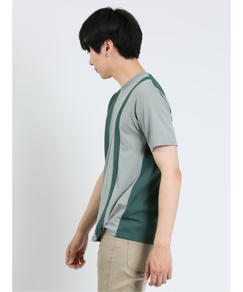 m.f.editorial（エムエフエディトリアル）の「【接触冷感 ストレッチ】m.f.エディトリアル メンズ 切替クルーネック半袖Tシャツ（Tシャツ/カットソー・メンズ・サックスブルー/ダークグリーン/ホワイト・MEDIUM/LARGE/X-LARGE）」の22枚目の写真