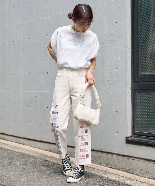 FREAK'S STORE(フリークスストア)の「フレンチスリーブチュニックTシャツ(Tシャツ/カットソー・レディース・グレー/オフホワイト/ブラック/ブルーグリーン/ラベンダー・フリ-)」の11枚目の写真