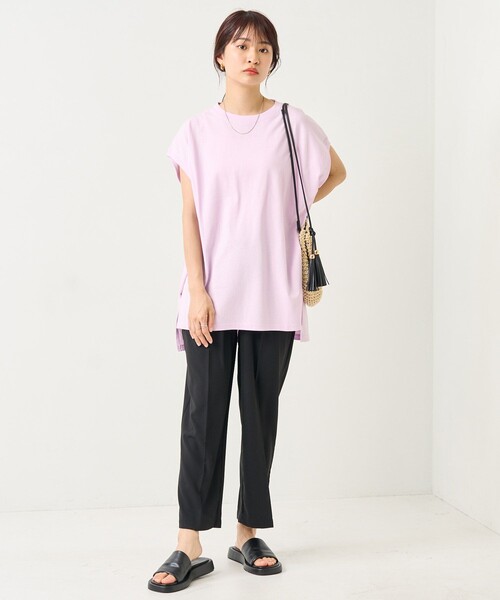 FREAK'S STORE(フリークスストア)の「フレンチスリーブチュニックTシャツ(Tシャツ/カットソー・レディース・グレー/オフホワイト/ブラック/ブルーグリーン/ラベンダー・フリ-)」の12枚目の写真