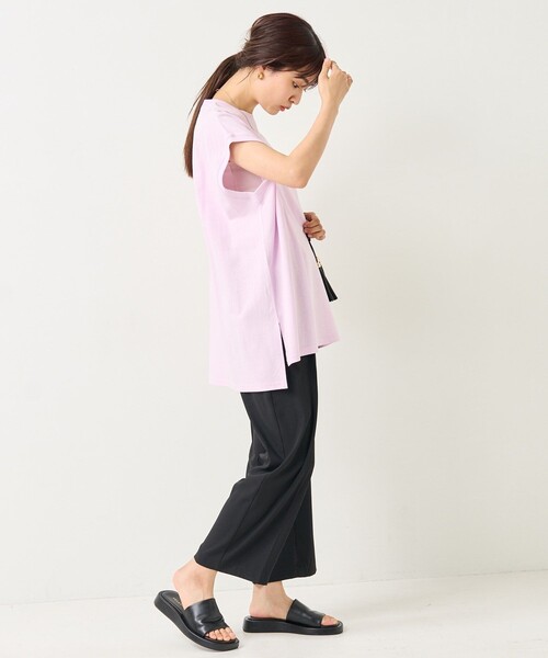 FREAK'S STORE(フリークスストア)の「フレンチスリーブチュニックTシャツ(Tシャツ/カットソー・レディース・グレー/オフホワイト/ブラック/ブルーグリーン/ラベンダー・フリ-)」の13枚目の写真