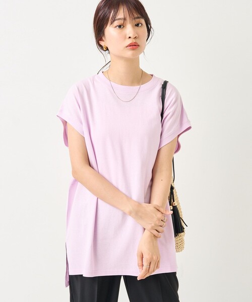 FREAK'S STORE(フリークスストア)の「フレンチスリーブチュニックTシャツ(Tシャツ/カットソー・レディース・グレー/オフホワイト/ブラック/ブルーグリーン/ラベンダー・フリ-)」の14枚目の写真