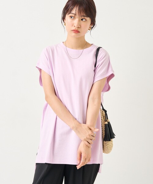 FREAK'S STORE(フリークスストア)の「フレンチスリーブチュニックTシャツ(Tシャツ/カットソー・レディース・グレー/オフホワイト/ブラック/ブルーグリーン/ラベンダー・フリ-)」の15枚目の写真