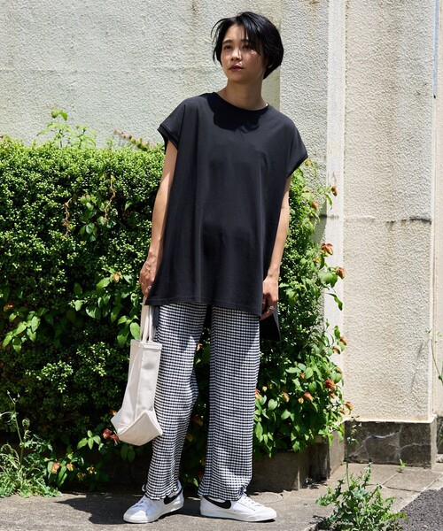 FREAK'S STORE(フリークスストア)の「フレンチスリーブチュニックTシャツ(Tシャツ/カットソー・レディース・グレー/オフホワイト/ブラック/ブルーグリーン/ラベンダー・フリ-)」の20枚目の写真