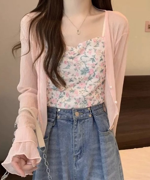 セール】パールボタンシアーボレロ（カーディガン/ボレロ