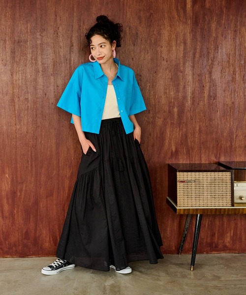 bohmal（ボマール）の「クロップドハーフスリーブシャツ（シャツ/ブラウス・レディース・イエロー/ブルー・FREE）」の12枚目の写真