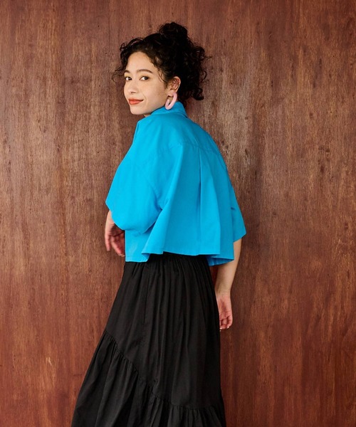 bohmal（ボマール）の「クロップドハーフスリーブシャツ（シャツ/ブラウス・レディース・イエロー/ブルー・FREE）」の14枚目の写真