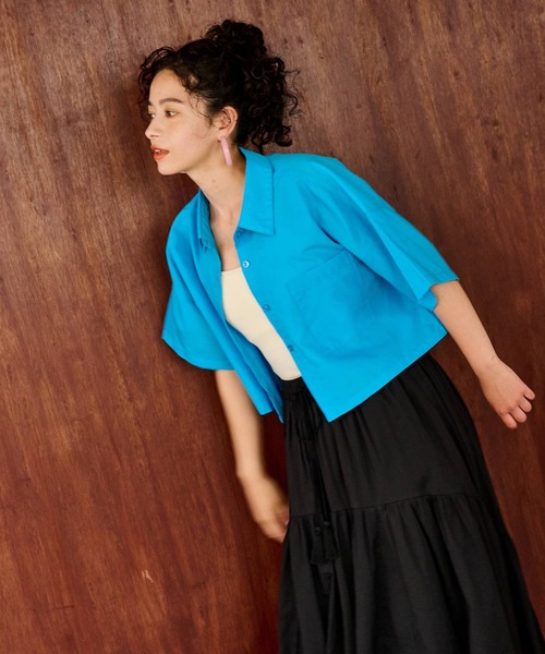 bohmal（ボマール）の「クロップドハーフスリーブシャツ（シャツ/ブラウス・レディース・イエロー/ブルー・FREE）」の11枚目の写真