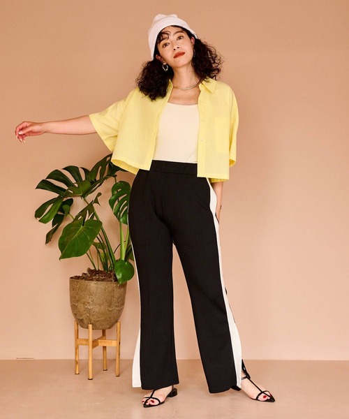 bohmal（ボマール）の「クロップドハーフスリーブシャツ（シャツ/ブラウス・レディース・イエロー/ブルー・FREE）」の21枚目の写真