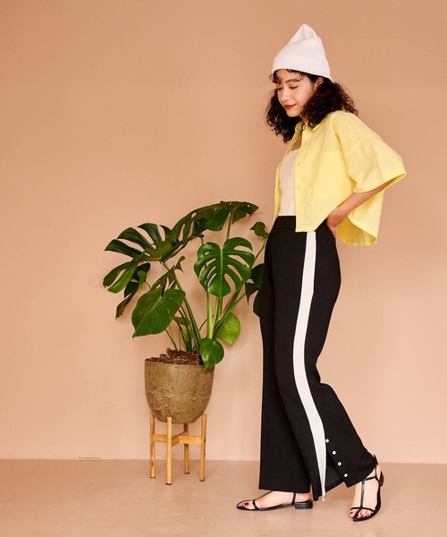 bohmal（ボマール）の「クロップドハーフスリーブシャツ（シャツ/ブラウス・レディース・イエロー/ブルー・FREE）」の22枚目の写真