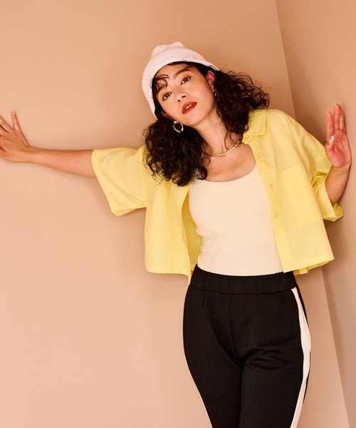 bohmal（ボマール）の「クロップドハーフスリーブシャツ（シャツ/ブラウス・レディース・イエロー/ブルー・FREE）」の16枚目の写真