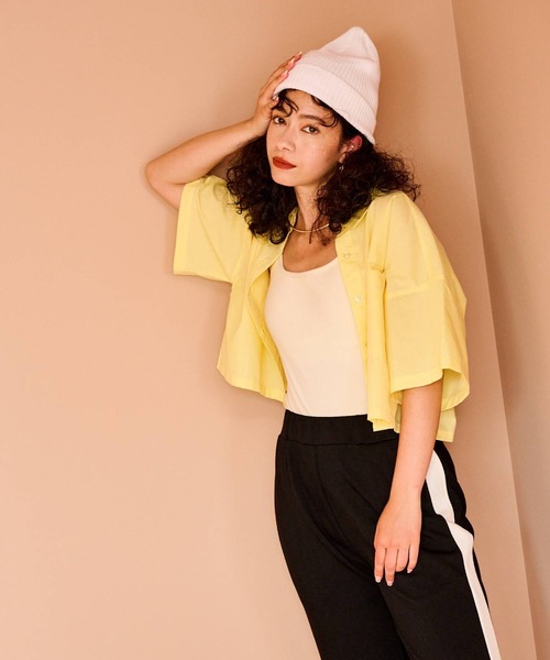 bohmal（ボマール）の「クロップドハーフスリーブシャツ（シャツ/ブラウス・レディース・イエロー/ブルー・FREE）」の18枚目の写真