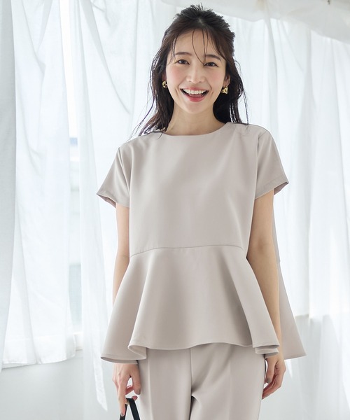 coca（coca）（コカ）の「セットアップ対応バックパールブラウス（シャツ/ブラウス・レディース・ライトベージュ/ブラック・M/L）」の10枚目の写真