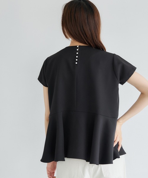 coca（coca）（コカ）の「セットアップ対応バックパールブラウス（シャツ/ブラウス・レディース・ライトベージュ/ブラック・M/L）」の3枚目の写真