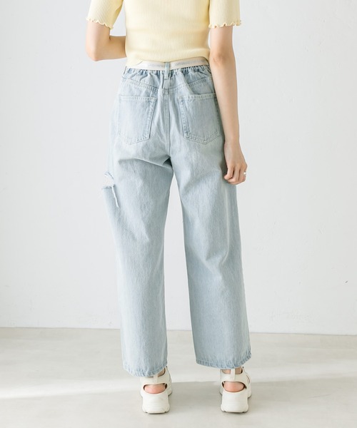 OLIVE des OLIVE（オリーブデオリーブ）の「ベルト付きダメージデニムパンツ　1031030090（デニムパンツ・レディース・サックスブルー・SMALL/MEDIUM）」の7枚目の写真