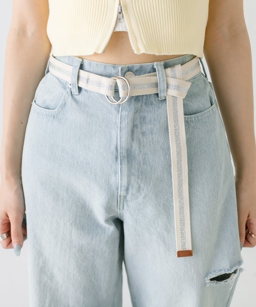 OLIVE des OLIVE（オリーブデオリーブ）の「ベルト付きダメージデニムパンツ　1031030090（デニムパンツ・レディース・サックスブルー・SMALL/MEDIUM）」の18枚目の写真