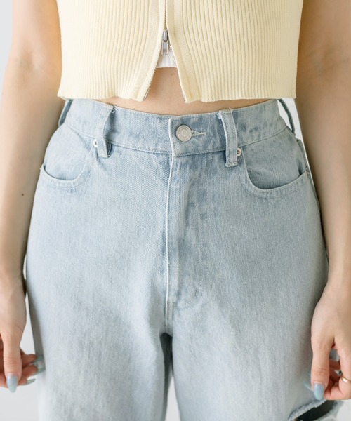 OLIVE des OLIVE（オリーブデオリーブ）の「ベルト付きダメージデニムパンツ　1031030090（デニムパンツ・レディース・サックスブルー・SMALL/MEDIUM）」の22枚目の写真