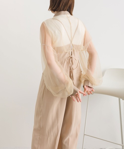terrace(テラス)の「シースルーボレロ 結婚式&ドレスアップ◎(カーディガン/ボレロ・レディース・ベージュ/ブルー/ブラック/ピンク/カーキ/グレー/コバルトブルー/バーガンディー・MEDIUM)」の22枚目の写真