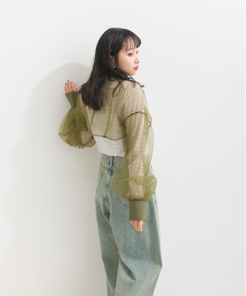 terrace(テラス)の「シースルーボレロ 結婚式&ドレスアップ◎(カーディガン/ボレロ・レディース・ベージュ/ブルー/ブラック/ピンク/カーキ/グレー/コバルトブルー/バーガンディー・MEDIUM)」の14枚目の写真