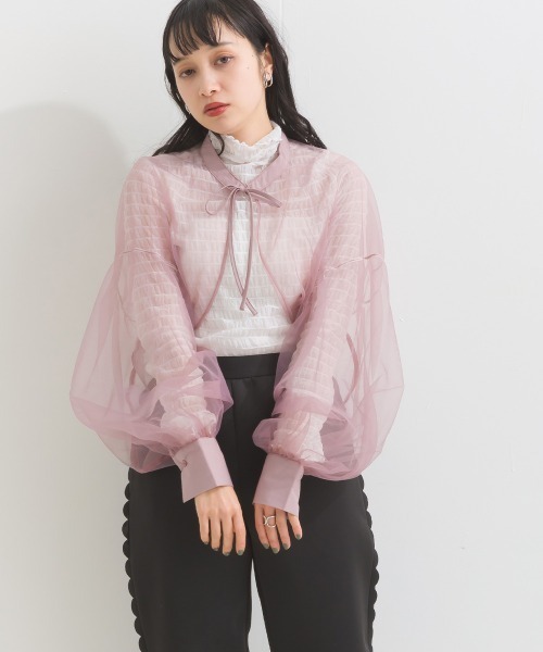 terrace(テラス)の「シースルーボレロ 結婚式&ドレスアップ◎(カーディガン/ボレロ・レディース・ベージュ/ブルー/ブラック/ピンク/カーキ/グレー/コバルトブルー/バーガンディー・MEDIUM)」の16枚目の写真