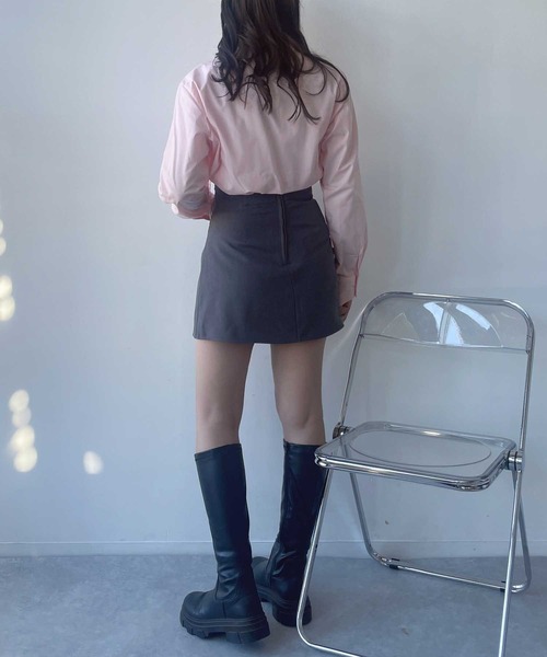 AS KNOW AS plus（アズノゥアズプラス）の「☆プリーツラップボタン ミディアムスカート（スカート・レディース・チャコールグレー/ブラック/ベージュ・FREE）」の9枚目の写真