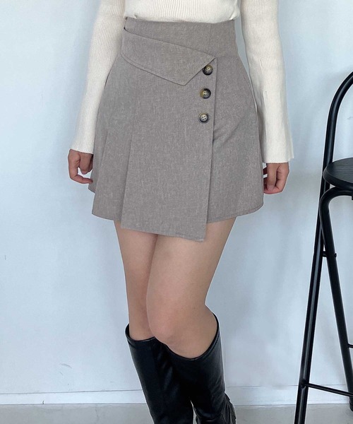 AS KNOW AS plus（アズノゥアズプラス）の「☆プリーツラップボタン ミディアムスカート（スカート・レディース・チャコールグレー/ブラック/ベージュ・FREE）」の19枚目の写真