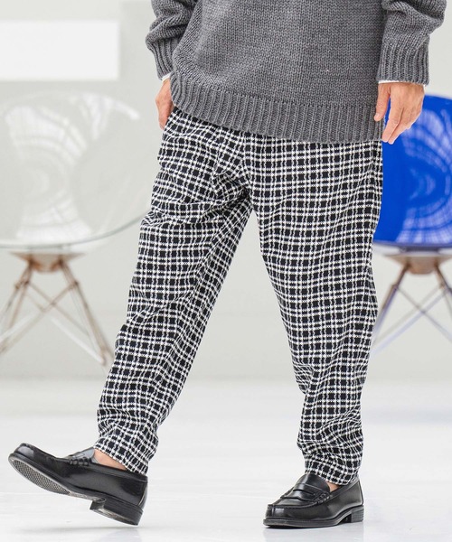 CAMBIO(カンビオ)の「mp11351- Monotone Check Jacquard Balloon Pants バルーンパンツ(その他パンツ・メンズ・ブラック×ホワイト/チェック/ホワイト×ブラック・M/L/S)」の3枚目の写真