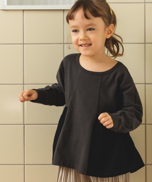 pairmanon（ペアマノン）の「無地 総柄 ボーダー ガールズ長袖 チュニック（シャツ/ブラウス・キッズ・ベージュ系その他2/ブラック系その他3/ブラウン系その他4/ベージュ系その他4/その他1/ブラウン系その他3/ブラウン系その他2/ホワイト系その他2/ブラウン系その他5/ブルー系その他3/パープル系その他4/ブラック系その他2/ホワイト系その他3/ブラック系その他4/ベージュ系その他3・140/110/90/100/120/130/150）」の5枚目の写真