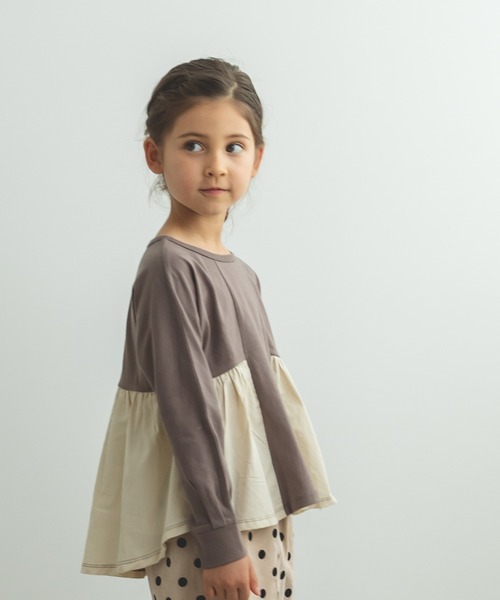 pairmanon（ペアマノン）の「無地 総柄 ボーダー ガールズ長袖 チュニック（シャツ/ブラウス・キッズ・ベージュ系その他2/ブラック系その他3/ブラウン系その他4/ベージュ系その他4/その他1/ブラウン系その他3/ブラウン系その他2/ホワイト系その他2/ブラウン系その他5/ブルー系その他3/パープル系その他4/ブラック系その他2/ホワイト系その他3/ブラック系その他4/ベージュ系その他3・140/110/90/100/120/130/150）」の7枚目の写真