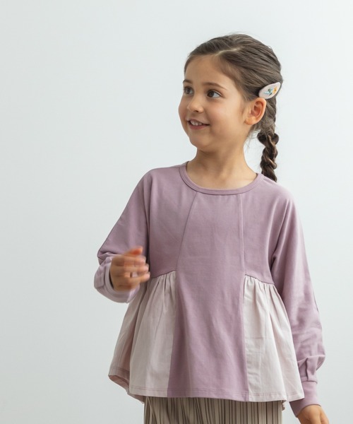 pairmanon（ペアマノン）の「無地 総柄 ボーダー ガールズ長袖 チュニック（シャツ/ブラウス・キッズ・ベージュ系その他2/ブラック系その他3/ブラウン系その他4/ベージュ系その他4/その他1/ブラウン系その他3/ブラウン系その他2/ホワイト系その他2/ブラウン系その他5/ブルー系その他3/パープル系その他4/ブラック系その他2/ホワイト系その他3/ブラック系その他4/ベージュ系その他3・140/110/90/100/120/130/150）」の14枚目の写真