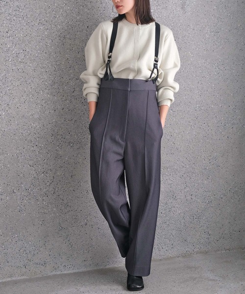 AKTE アクテ サスペンダー付きワイドパンツ グレー ストラップワイドパンツ（その他パンツ）｜AKTE（アクテ）の
