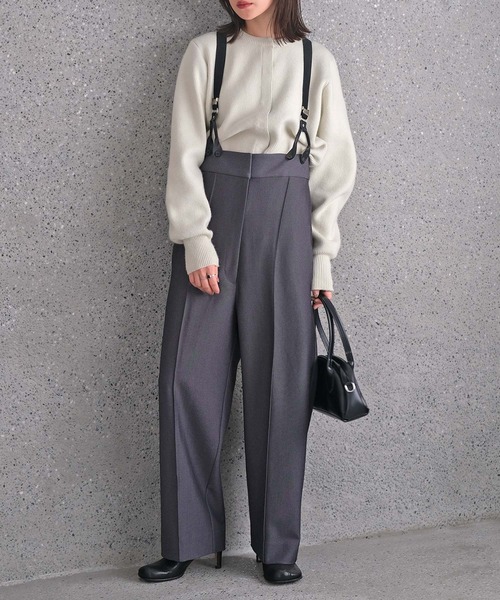 AKTE ストラップワイドパンツ　チャコールグレー ストラップワイドパンツ（その他パンツ）｜AKTE（アクテ）の