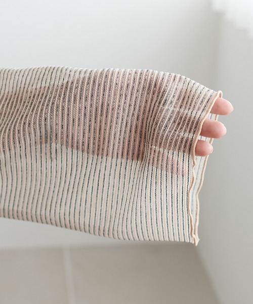 DISCOAT（ディスコート）の「【WEB限定】シアーボーダーロングスリーブ（Tシャツ/カットソー・レディース・オフホワイト/チャコールグレー/ベージュ/ブルー・FREE）」の7枚目の写真