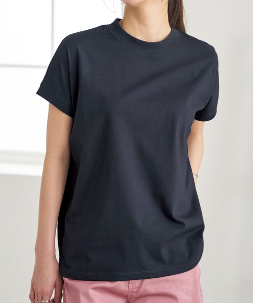 BELLUNA（ベルーナ）の「汗ジミ対策！ハイネックプルオーバー（Tシャツ/カットソー・レディース・ブルー/ブラック/レッド/ホワイト×ネイビー/レモンイエロー/チャコール/ベージュ系/グリーン系・LARGE/MEDIUM/X-LARGE）」の4枚目の写真