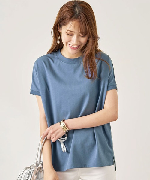 BELLUNA（ベルーナ）の「汗ジミ対策！ハイネックプルオーバー（Tシャツ/カットソー・レディース・ブルー/ブラック/レッド/ホワイト×ネイビー/レモンイエロー/チャコール/ベージュ系/グリーン系・LARGE/MEDIUM/X-LARGE）」の15枚目の写真