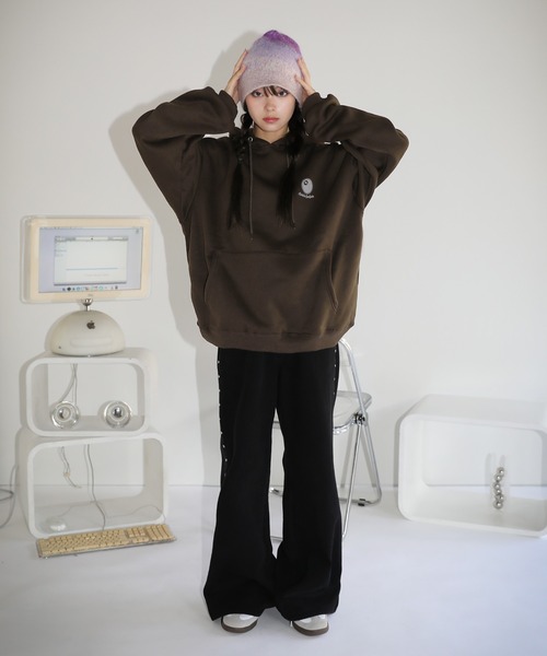 オーバーサイズヴィンテージライクビリヤードロゴバルーンスリーブプル