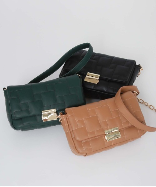 archives（アルシーヴ）の「ブロックキルトチェーンバッグ（ショルダーバッグ・レディース・ブラック/グリーン/キャメル・FREE）」の21枚目の写真