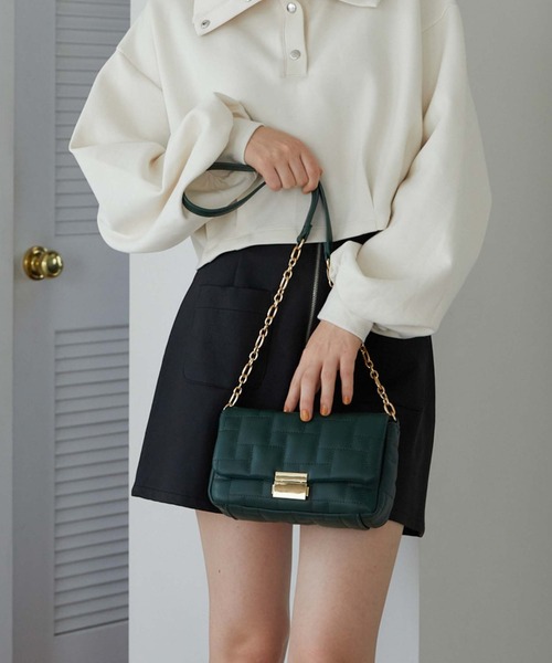 archives（アルシーヴ）の「ブロックキルトチェーンバッグ（ショルダーバッグ・レディース・ブラック/グリーン/キャメル・FREE）」の11枚目の写真