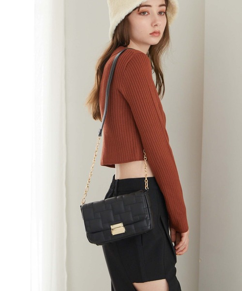 archives（アルシーヴ）の「ブロックキルトチェーンバッグ（ショルダーバッグ・レディース・ブラック/グリーン/キャメル・FREE）」の5枚目の写真