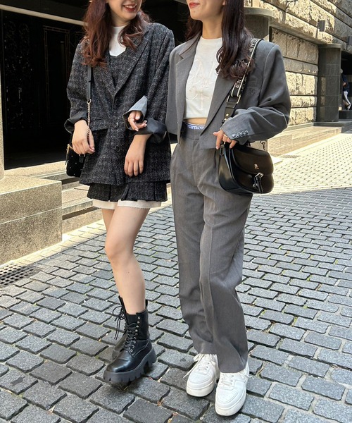 one after another NICE CLAUP(ワンアフターアナザーナイスクラップ)の「ロゴゴムスラックスパンツ/セットアップアイテムあり(スラックス・レディース・アイボリー/ブラック/グレー・SMALL/MEDIUM)」の19枚目の写真