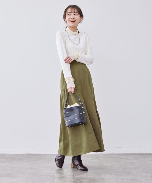 Chez toi(シェトワ)の「アシメギャザーツイルスカート(スカート・レディース・カーキ/ベージュ/ブラック・FREE)」の21枚目の写真