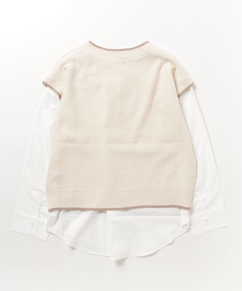 NAVY(ネイビー)の「時短ニットベスト+バンドカラーシャツ セット アンサンブル(ベスト・レディース・ブルー/アイボリー/カーキ・フリー)」の9枚目の写真