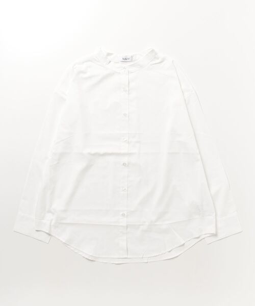 NAVY(ネイビー)の「時短ニットベスト+バンドカラーシャツ セット アンサンブル(ベスト・レディース・ブルー/アイボリー/カーキ・フリー)」の10枚目の写真